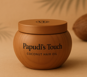 Papudi’s Touch lifestyle with coconuts & palm shadow